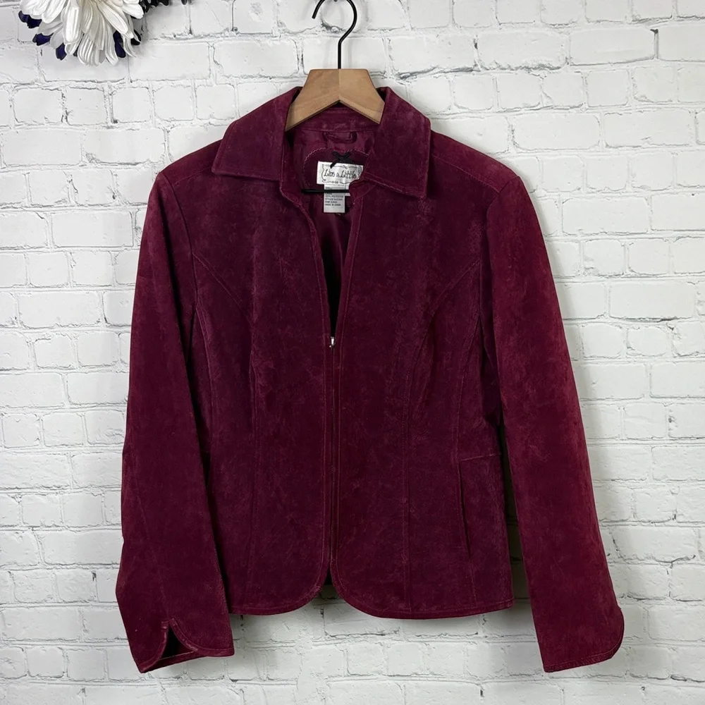 LIVE A LITTLE Vintage Suede Leather Zip Front Jacket size small